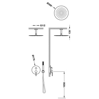 Tres zestaw prysznicowy 2-drożny STUDY grafit