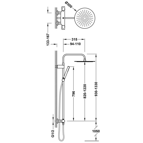 Tres zestaw prysznicowy termostatyczny 3-drożny STUDY biały mat