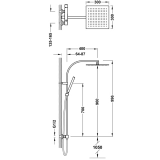Tres zestaw prysznicowy 2-drożny CUADRO chrom