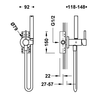 Tres bateria bidetowa do WC czarny mat