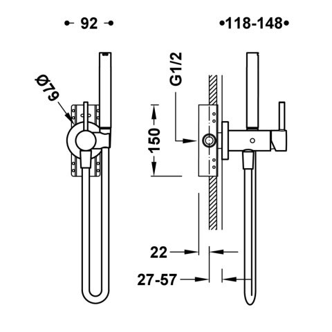 Tres bateria bidetowa do WC czarny mat