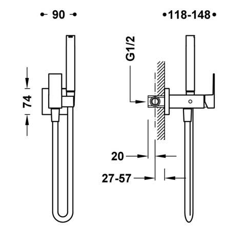 Tres bateria bidetowa do WC stal