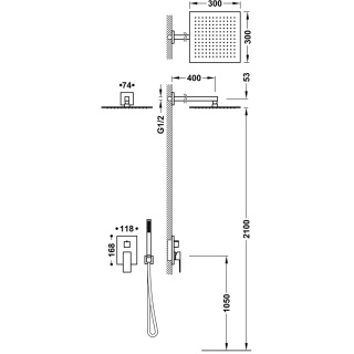 Tres zestaw prysznicowy 2-drożny CUADRO chrom