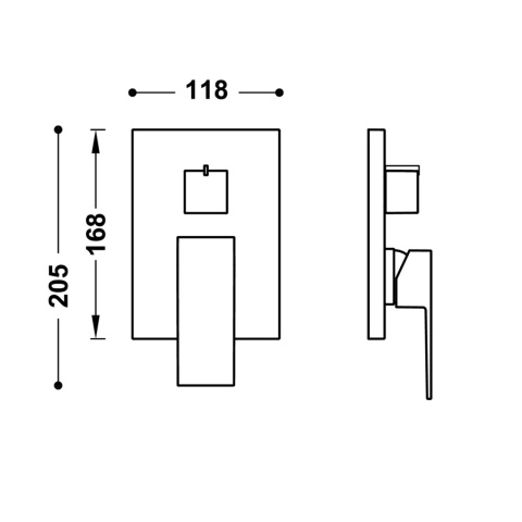 Tres bateria prysznicowa podtynkowa 2-drożna CUADRO matowe złoto