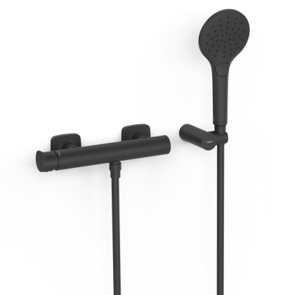 Tres bateria prysznicowa ścienna LOFT czarny mat