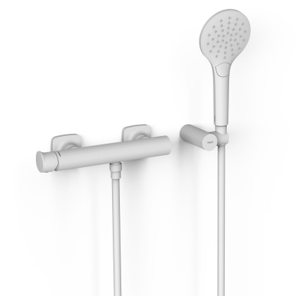 Tres bateria prysznicowa ścienna LOFT biały mat