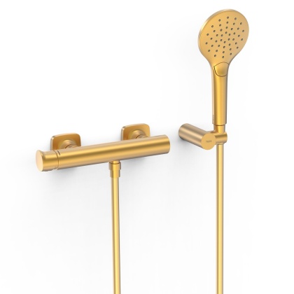 Tres bateria prysznicowa ścienna LOFT matowe złoto