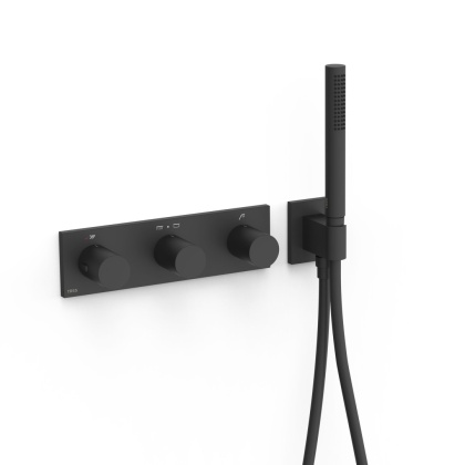 Tres bateria prysznicowa termostatyczna 3-drożna B-SYSTEM czarny mat