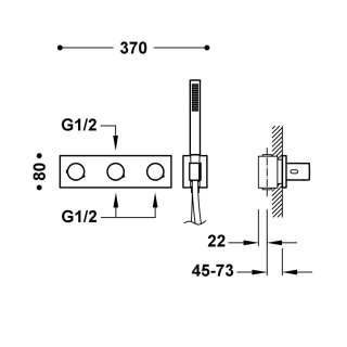 Tres bateria prysznicowa termostatyczna 3-drożna B-SYSTEM chrom