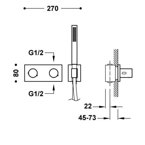 Tres bateria prysznicowa termostatyczna B-SYSTEM grafit