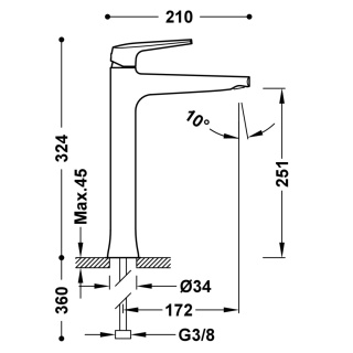 Tres bateria umywalkowa XL FUJI czarny mat