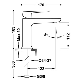 Tres bateria umywalkowa LOFT złoty cava