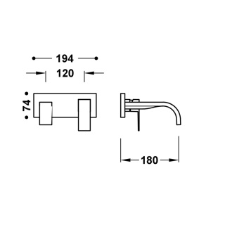 Tres bateria umywalkowa podtynkowa 180 mm CUADRO stal
