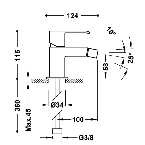 Tres bateria bidetowa CUADRO chrom