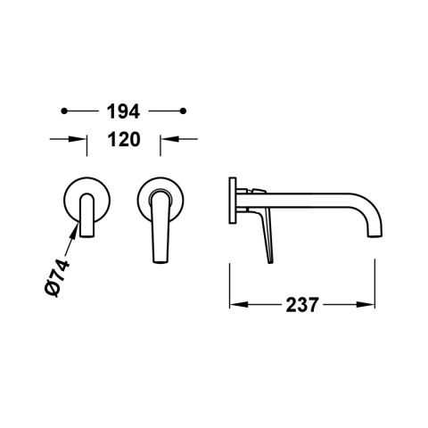 Tres bateria umywalkowa podtynkowa FUJI czarny mat