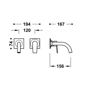 Tres bateria umywalkowa podtynkowa PROJECT volcanic