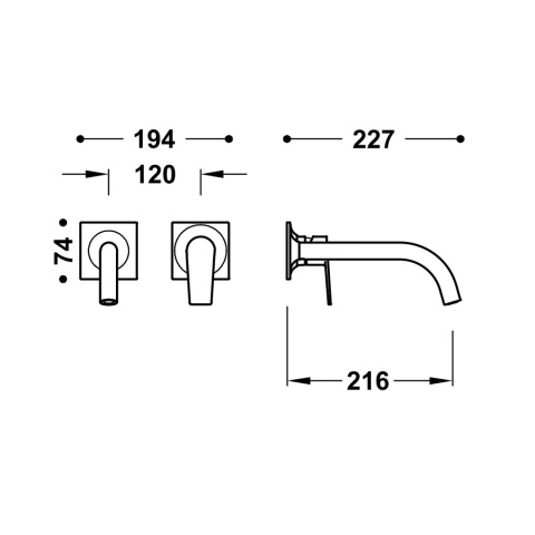 Tres bateria umywalkowa podtynkowa PROJECT volcanic
