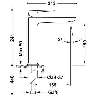 Tres bateria umywalkowa wysoka LOFT matowe złoto