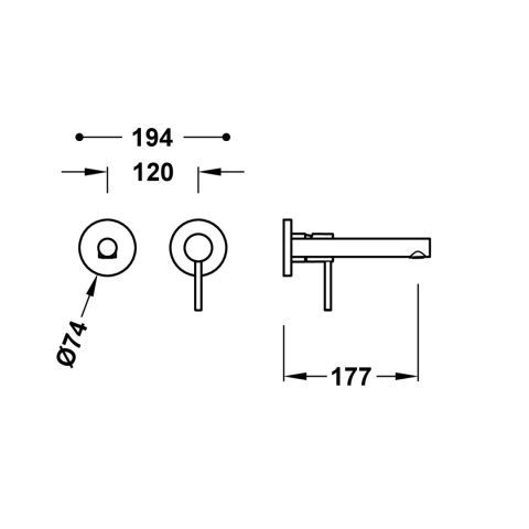 Tres bateria umywalkowa podtynkowa MAX chrom