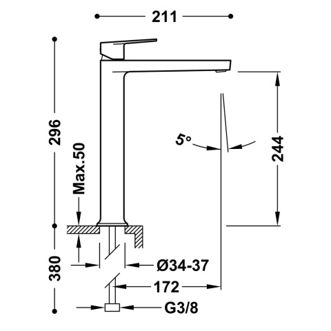 Tres bateria umywalkowa XL PROJECT chrom