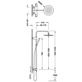 Tres zestaw prysznicowy termostatyczny MAX chrom