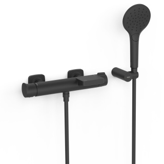 Tres bateria wannowo-prysznicowa ścienna LOFT czarny mat