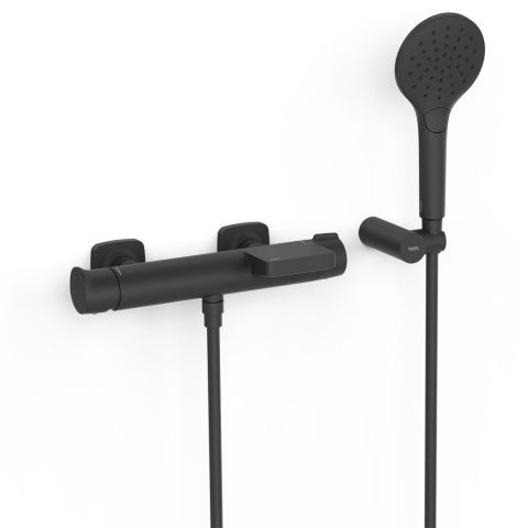 Tres bateria wannowo-prysznicowa ścienna LOFT czarny mat