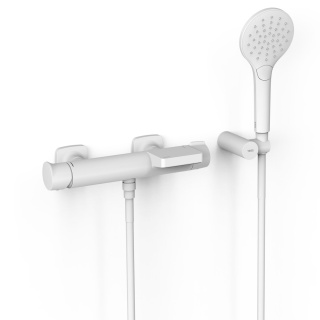 Tres bateria wannowo-prysznicowa ścienna LOFT biały mat