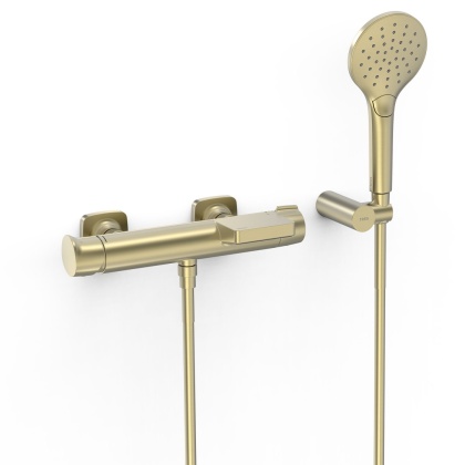 Tres bateria wannowo-prysznicowa ścienna LOFT złoty cava