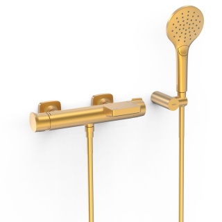 Tres bateria wannowo-prysznicowa ścienna LOFT matowe złoto