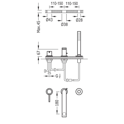 Tres bateria wannowa MAX chrom