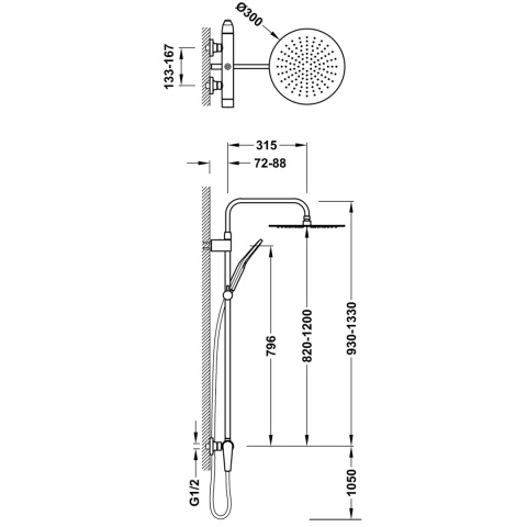 Tres zestaw prysznicowy 2-drożny LOFT biały mat