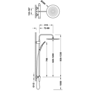 Tres zestaw prysznicowy 2-drożny LOFT matowe złoto