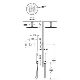 Tres zestaw prysznicowy elektroniczny matowe złoto