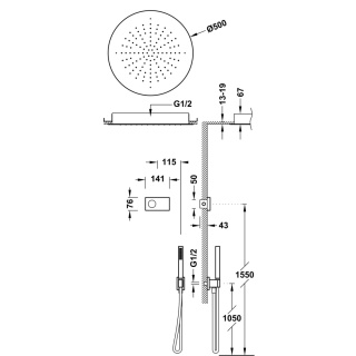 Tres zestaw prysznicowy elektroniczny czarny mat