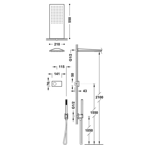 Tres zestaw prysznicowy elektroniczny chrom