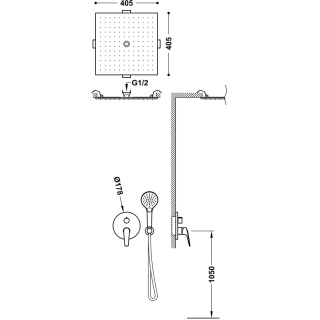 Tres zestaw prysznicowy podtynkowy 3-drożny FUJI czarny mat