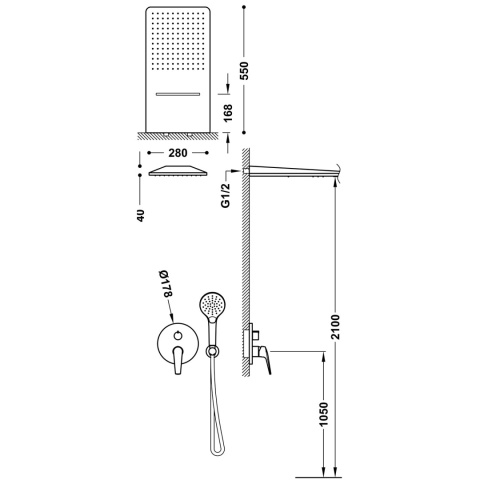Tres zestaw prysznicowy podtynkowy 3-drożny FUJI stal