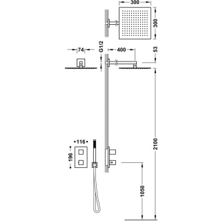 Tres zestaw prysznicowy termostatyczny 2-drożny CUADRO biały mat