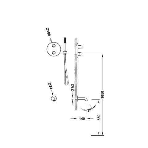 Tres zestaw wannowo-prysznicowy termostatyczny THERM-BOX chrom