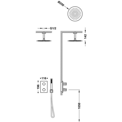 Tres zestaw prysznicowy termostatyczny podtynkowy MAX chrom