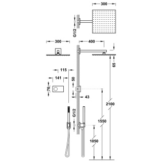 Tres zestaw prysznicowy elektroniczny chrom