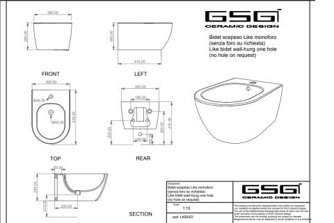 GSG bidet wiszący LIKE sabbia