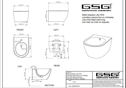 GSG bidet wiszący XXS LIKE cipria