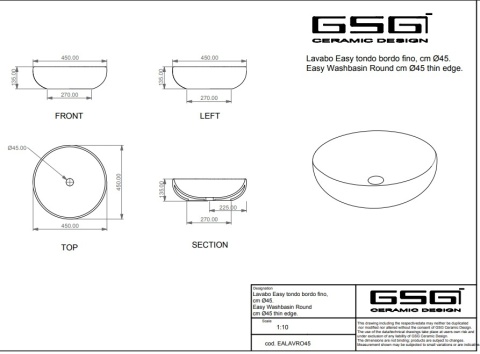 GSG umywalka okrągła LIKE biały połysk