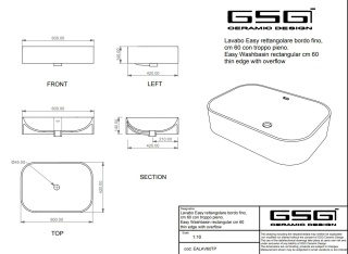 GSG umywalka prostokątna LIKE biały połysk