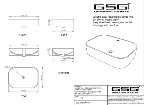 GSG umywalka prostokątna LIKE fumo