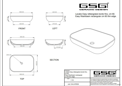 GSG umywalka prostokątna LIKE ice