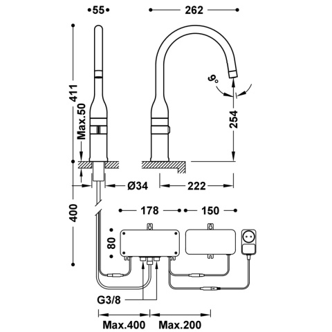 Tres bateria kuchenna elektroniczna czarny mat