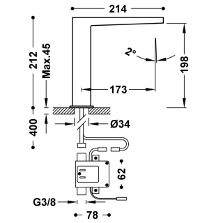 Tres bateria umywalkowa elektroniczna stal